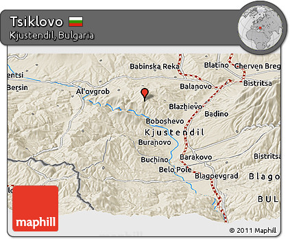Shaded Relief Panoramic Map of Tsiklovo