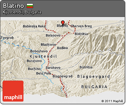 Shaded Relief Panoramic Map of Blatino