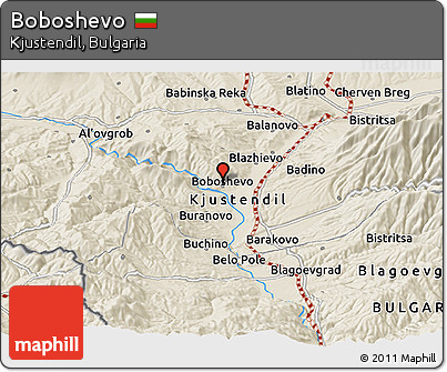 Shaded Relief Panoramic Map of Boboshevo