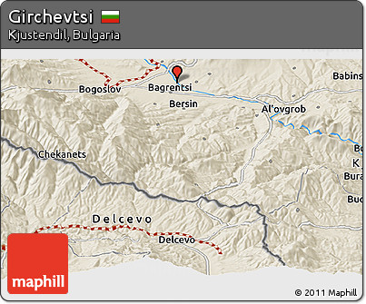 Shaded Relief Panoramic Map of Girchevtsi
