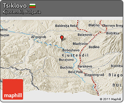 Shaded Relief Panoramic Map of Tsiklovo