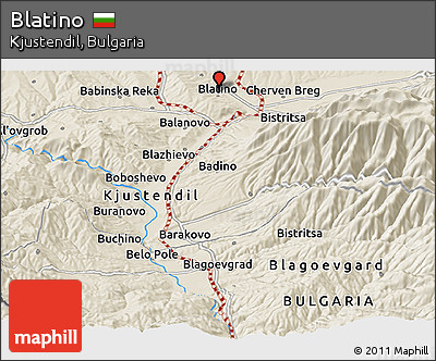 Shaded Relief Panoramic Map of Blatino