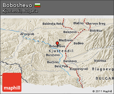 Shaded Relief Panoramic Map of Boboshevo