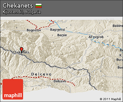 Shaded Relief Panoramic Map of Chekanets