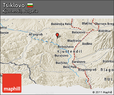Shaded Relief Panoramic Map of Tsiklovo