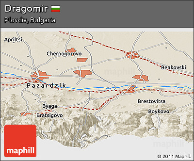 Shaded Relief Panoramic Map of Dragomir