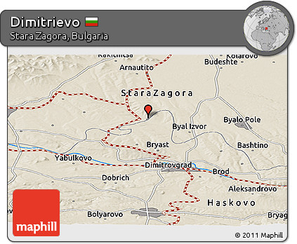 Shaded Relief Panoramic Map of Dimitrievo