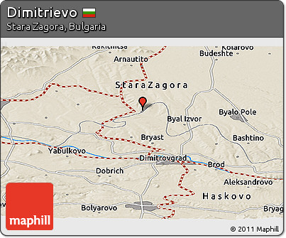 Shaded Relief Panoramic Map of Dimitrievo