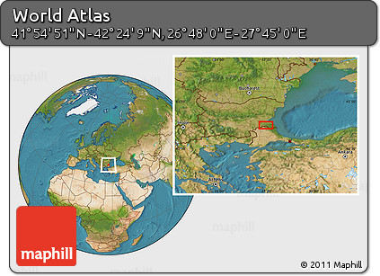 Satellite Location Map of the Area around 42° 9' 30" N, 27° 16' 29" E