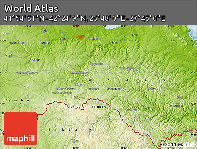 Physical Map of the Area around 42° 9' 30" N, 27° 16' 29" E