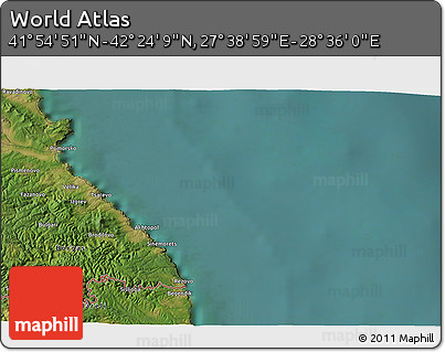 Satellite 3D Map of the Area around 42° 9' 30" N, 28° 7' 30" E