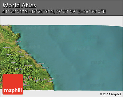 Satellite 3D Map of the Area around 42° 9' 30" N, 28° 7' 30" E