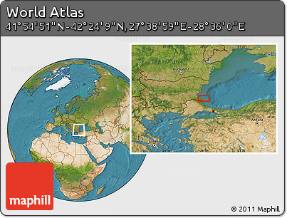 Satellite Location Map of the Area around 42° 9' 30" N, 28° 7' 30" E