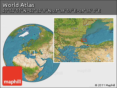 Satellite Location Map of the Area around 42° 9' 30" N, 28° 7' 30" E