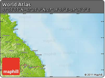 Physical Map of the Area around 42° 9' 30" N, 28° 7' 30" E