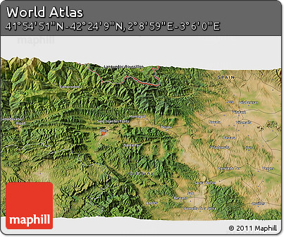 Satellite 3D Map of the Area around 42° 9' 30" N, 2° 37' 30" E