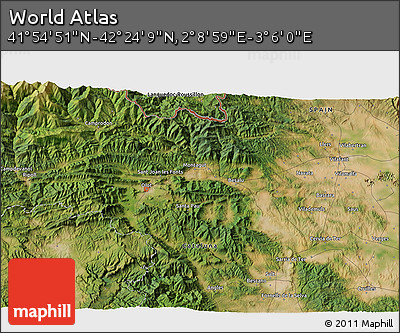 Satellite 3D Map of the Area around 42° 9' 30" N, 2° 37' 30" E