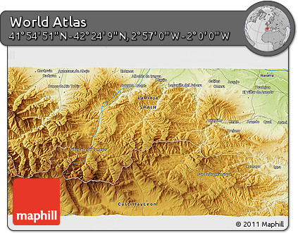 Physical 3D Map of the Area around 42° 9' 30" N, 2° 28' 30" W