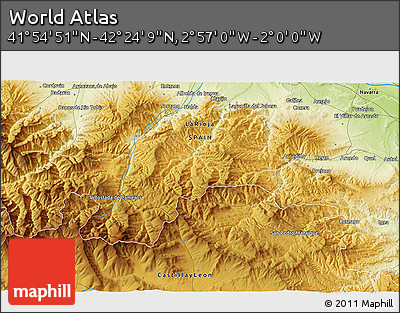 Physical 3D Map of the Area around 42° 9' 30" N, 2° 28' 30" W