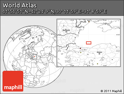 Blank Location Map of the Area around 42° 9' 30" N, 30° 40' 29" E