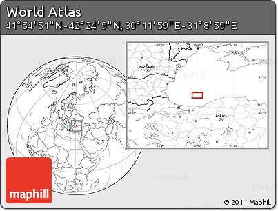 Blank Location Map of the Area around 42° 9' 30" N, 30° 40' 29" E