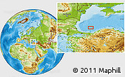 Physical Location Map of the area around 42° 9' 30" N, 30° 40' 29" E