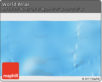 Physical 3D Map of the Area around 42° 9' 30" N, 30° 31' 29" W