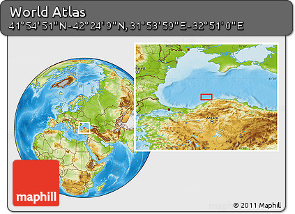 Physical Location Map of the Area around 42° 9' 30" N, 32° 22' 30" E