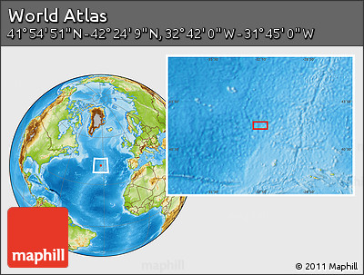 Physical Location Map of the Area around 42° 9' 30" N, 32° 13' 30" W