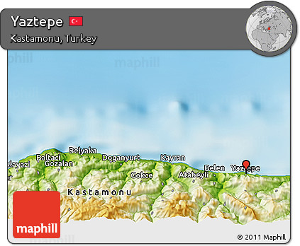Physical 3D Map of Yaztepe