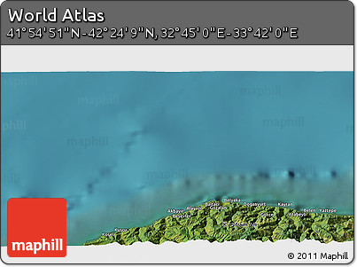 Satellite 3D Map of the Area around 42° 9' 30" N, 33° 13' 30" E