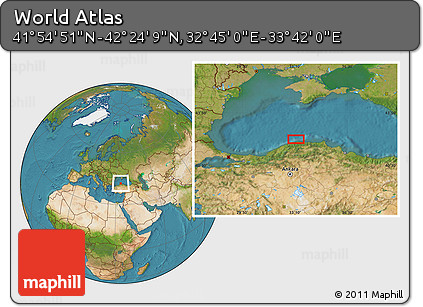 Satellite Location Map of the Area around 42° 9' 30" N, 33° 13' 30" E