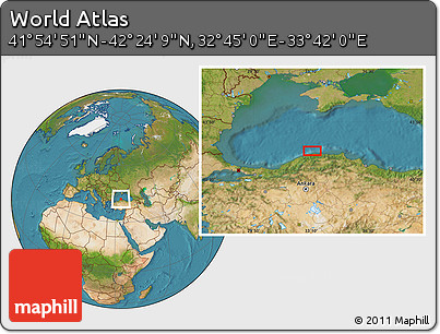 Satellite Location Map of the Area around 42° 9' 30" N, 33° 13' 30" E