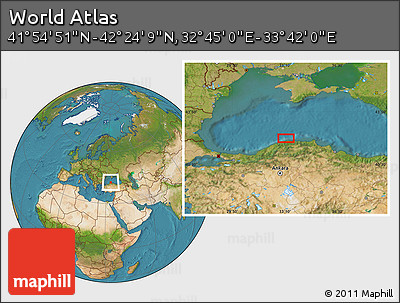 Satellite Location Map of the Area around 42° 9' 30" N, 33° 13' 30" E