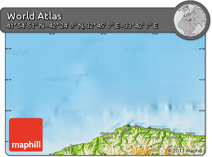 Physical Map of the Area around 42° 9' 30" N, 33° 13' 30" E