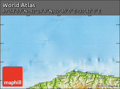 Physical Map of the Area around 42° 9' 30" N, 33° 13' 30" E