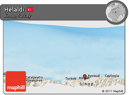 Shaded Relief Panoramic Map of Helaldı