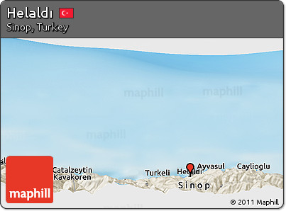 Shaded Relief Panoramic Map of Helaldı