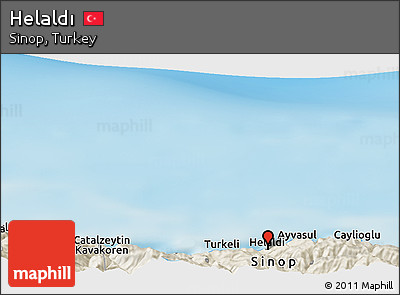 Shaded Relief Panoramic Map of Helaldı