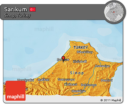 Political 3D Map of Sarıkum