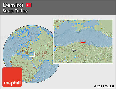 Savanna Style Location Map of Demirci, hill shading