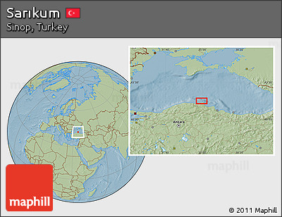 Savanna Style Location Map of Sarıkum, hill shading