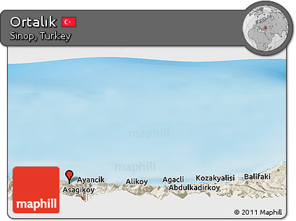 Shaded Relief Panoramic Map of Ortalık