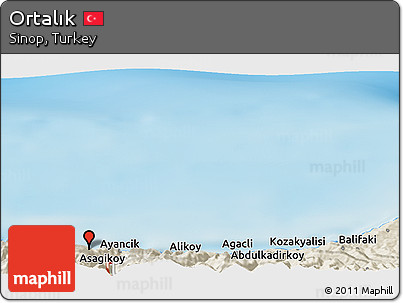 Shaded Relief Panoramic Map of Ortalık