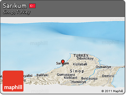 Shaded Relief Panoramic Map of Sarıkum