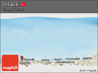 Shaded Relief Panoramic Map of Ortalık
