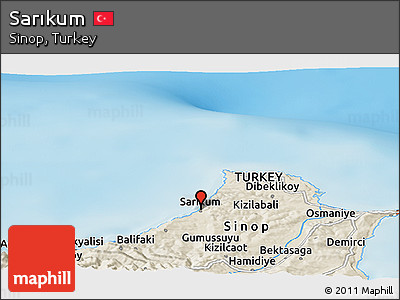 Shaded Relief Panoramic Map of Sarıkum