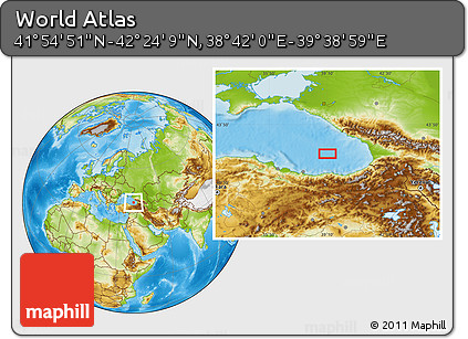 Physical Location Map of the Area around 42° 9' 30" N, 39° 10' 29" E