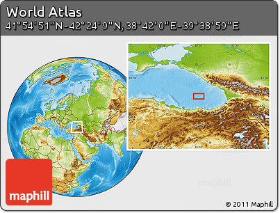 Physical Location Map of the Area around 42° 9' 30" N, 39° 10' 29" E
