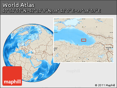 Shaded Relief Location Map of the Area around 42° 9' 30" N, 39° 10' 29" E
